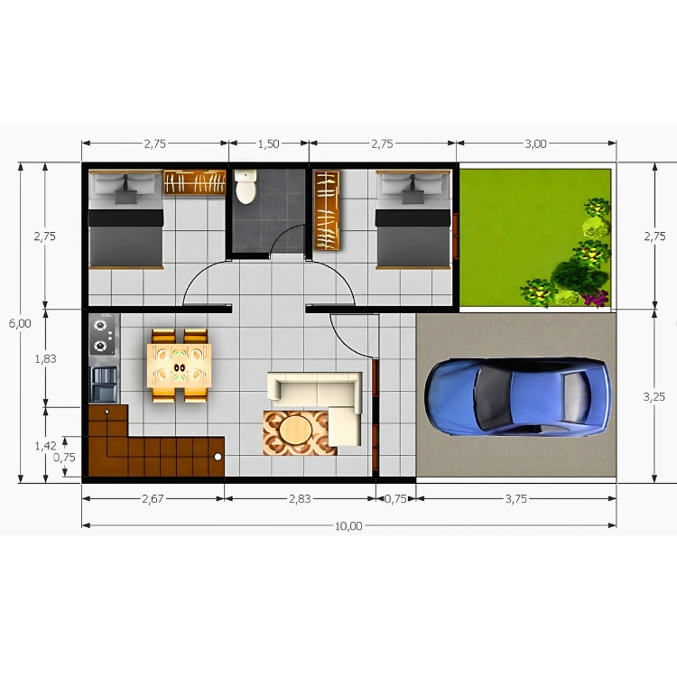 denah unit platinum 36 42